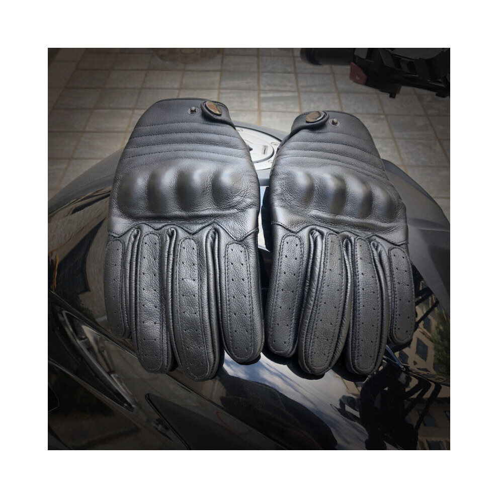 (-M) Gloves Motorcycle Protect Retro Locomotive Cowhide Man Leather Glove Autumn And Winter Cycling Leather Gloves Black 885658226794