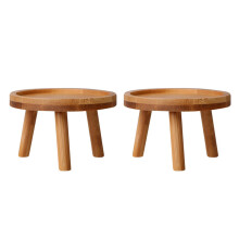 2-Pack Wooden Plant Stand - Sturdy 3-Point Base, Floor-Protecting Indoor/Outdoor Round Flower Pot Holder and Stool