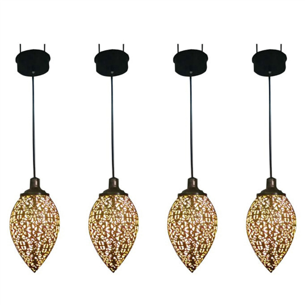 4X Solar Powered LED Moroccan Hanging Lantern Retro Moroccan Pattern Projection Lamp Outdoor Garden Fairy Light Kit