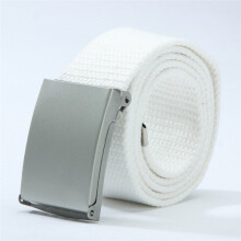 (white-135cm) Unisex Trousers Belts Canvas Belt metal buckle Men Women Boys Jeans belts Candy Colors 110cm belts