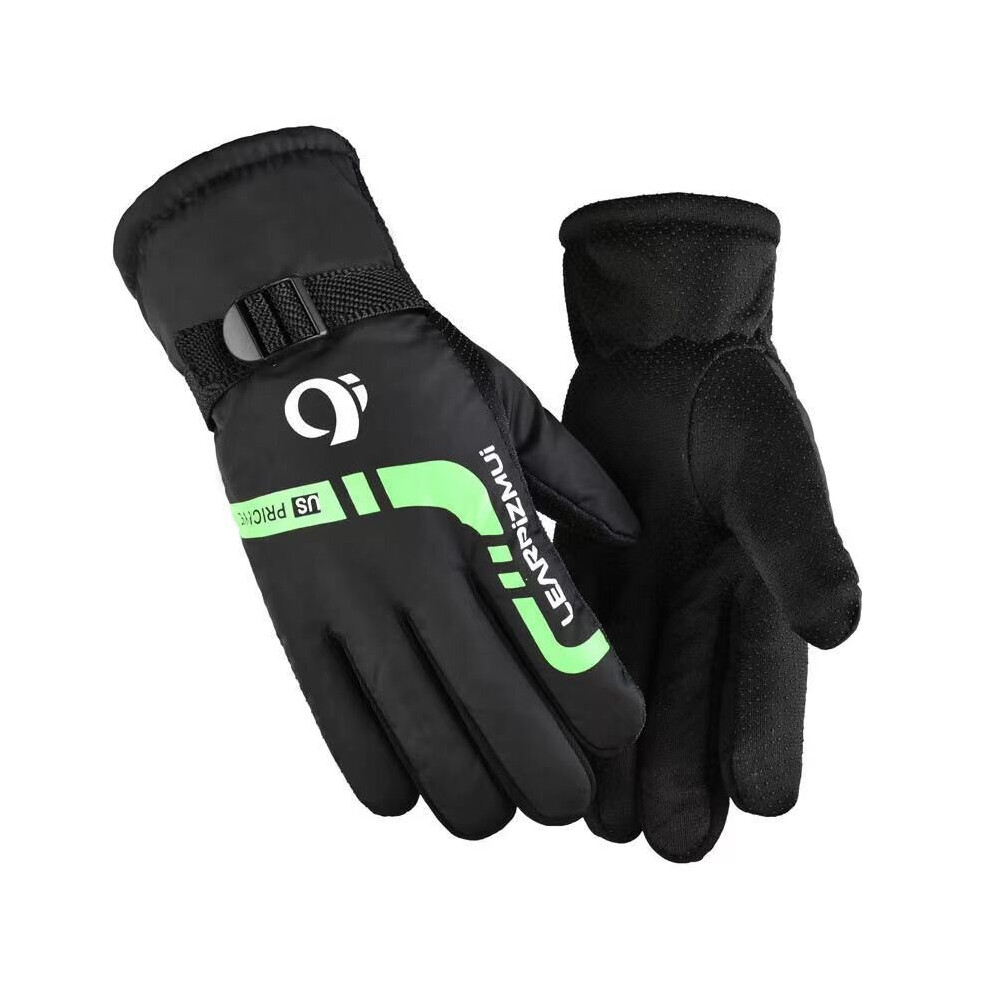 Outdoor Sports Gloves Thickened Plush Motorcycle Riding Cold Proof Waterproof Anti-Skid Winter Warm Gloves Green 885658231040