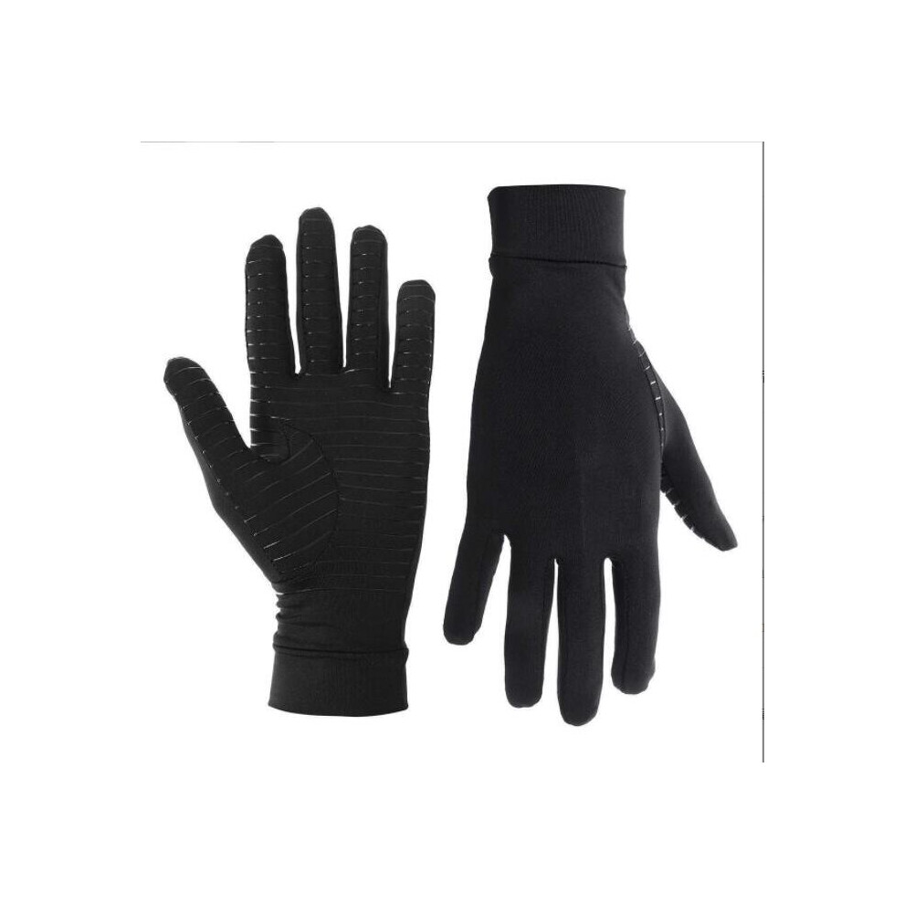 Multicoloured (1 White-L) Full Finger Compression Gloves 1 Pair Arthritis Compression Gloves Full Finger Elastic Copper Joint Arthritic Pain Relief Full