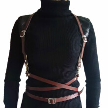 women leather Metal circle Harness belt Punk Gothic Body Bondage Cage Harajuku O-Ring Waist Straps Suspenders Belt Female