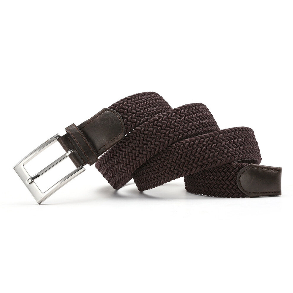 (Black-105cm 70cm) Women Stretch Twist Woven Belt Wax Rope Braided Waistband Casual Female Belt For Jeans Dress Metal Buckle Belts-image-OPC-PBQVGG2-NEW