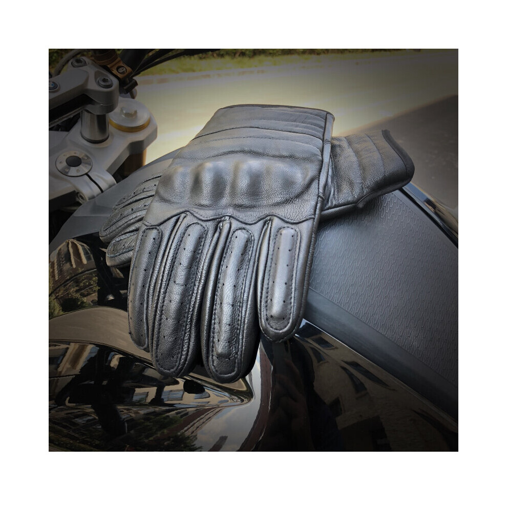 (-M(22) M) Men's Real Leather Motorcycle Racing Mountain Bicycle Gloves Waterproof Gloves Motocross Cycling Sports Glovetactical Gloves Black 885656813484