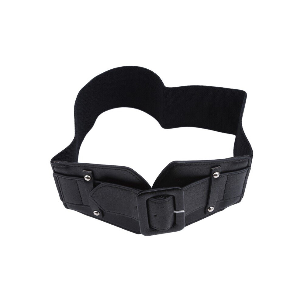 Elastic Wide Belt Strap Vintage Women PU Leather Buckle Elastic Wide Belt Strap Solid Waistband-image-OPC-PBQVHPW-NEW