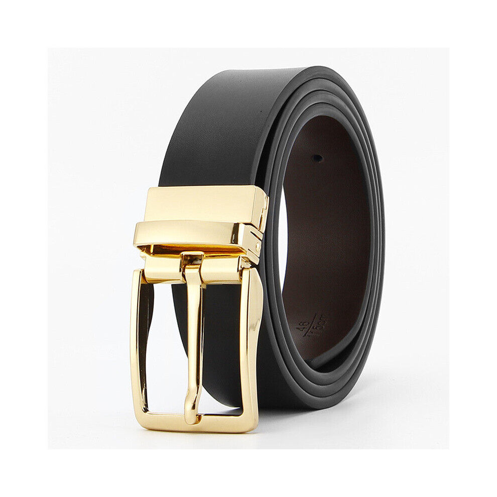 (1 White-110cm) 2-layer Leather Pin Buckle Belt Men's Casual Jeans Girdle High Retro Cowhide Youth Waistband-image-OPC-PBQVHZK-NEW