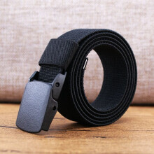 (Black-160cm) (Ta-weo) Unisex Casual Wild Canvas Belts, Width 1.18'' (3.0cm) , Plastic Press Buckle Elastic Belt
