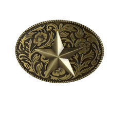 Western cowboy two-tone rope and barbed wire impression Lone Star Attitude Buckle