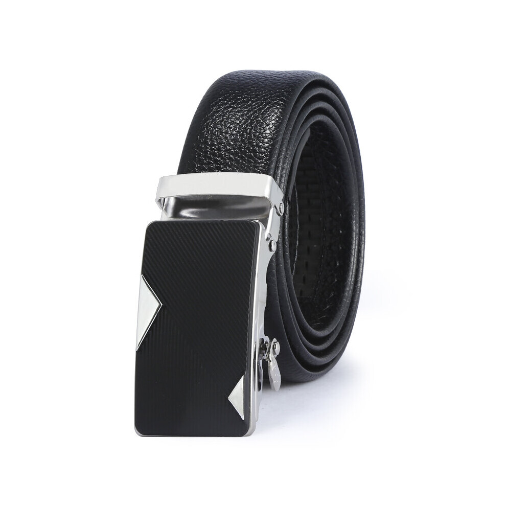 (White-130cm) Men Belt Metal Automatic Buckle Leather High Belts for Men Business Work Casual Strap-image-OPC-PBQVJSJ-NEW
