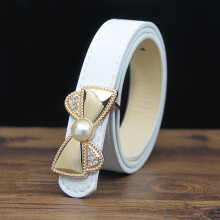 (white belt White-100cm) Children's Belts Variety Of Multi-Color High PU Leather Alloy Buckle Belts Jeans Dress Decoration Girls Belt