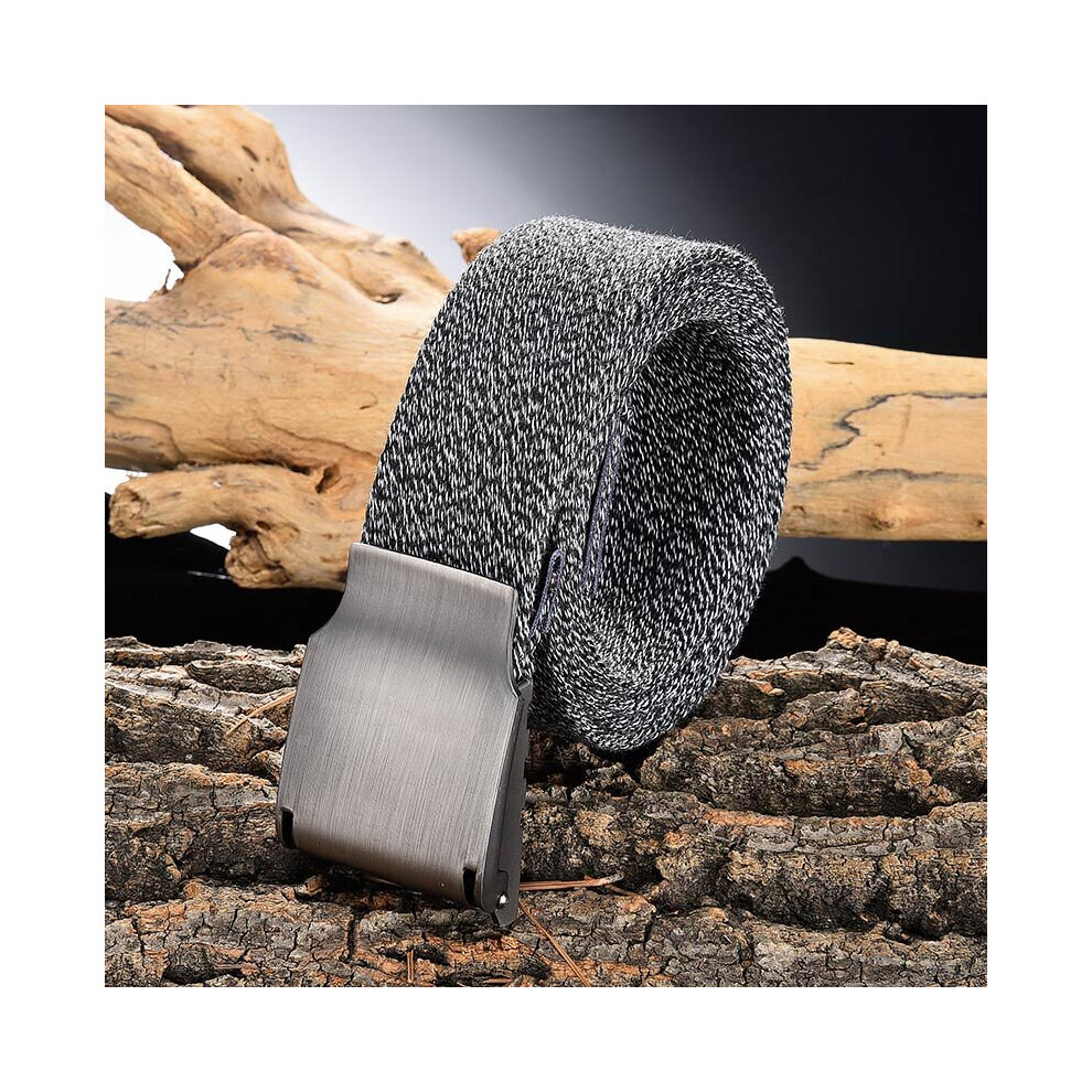 (Black White Black-160cm) Male Canvas Leather Belt Casual Cotton Weave Tactical Belts For Men 3.8 cm Automatic Buckle Cinturones Para Hombre 100-160 C-image-OPC-PBQVJSB-NEW