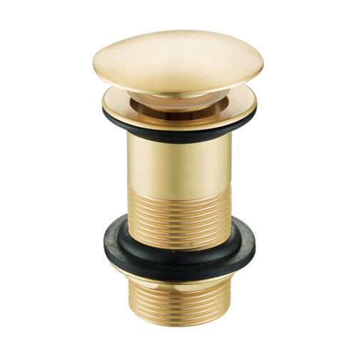 NES Home Push Button Unslotted Basin Waste Sprung Brushed Brass