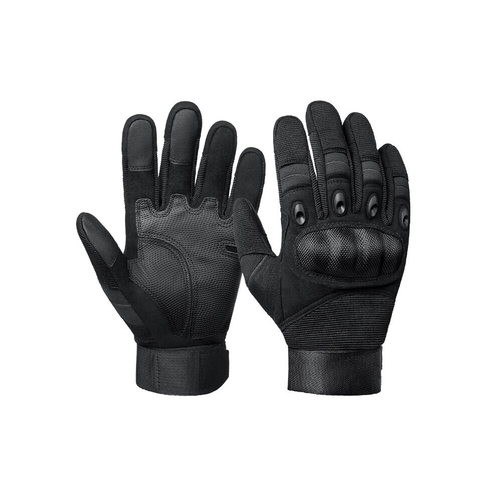 (-L) Tactical Gloves Breathable Full Finger Touch Screen Racing Motorcycle Outdoor Sports Protection Riding Cross Bike Gloves Black 885656826392