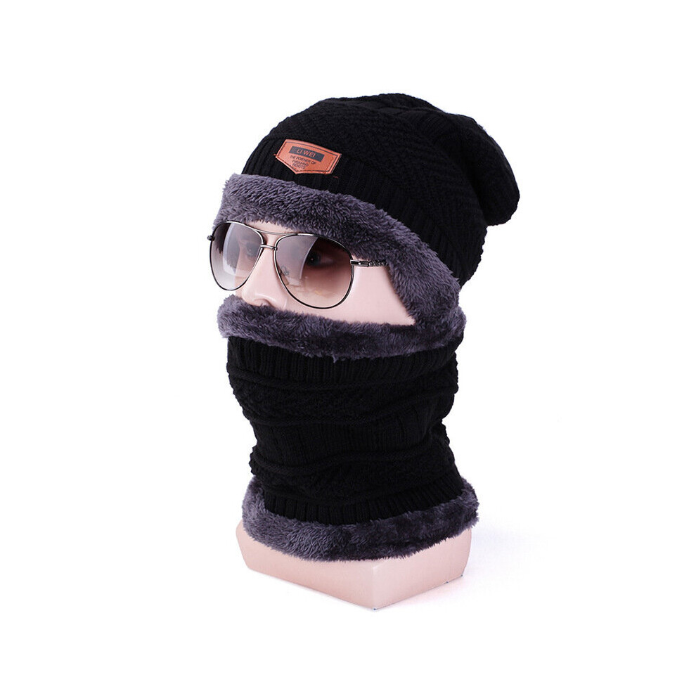 Men Warm Winter Hat+Scarf Soft Knitted Warm Hat Scarf Set Winter Hat for Women Unisex Knitted Caps Skullies Beanies-image-OPC-PBQVKS5-NEW
