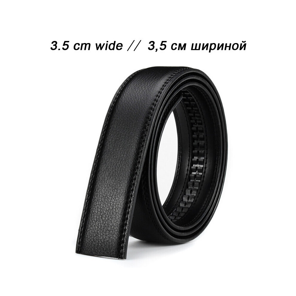 (Black White-115CM) Leather Strap Male Belt Automatic Buckle Belts For Men 3.5cm Girdle Wide Mens Belt Waistband ceinture-image-OPC-PBQVMQS-NEW
