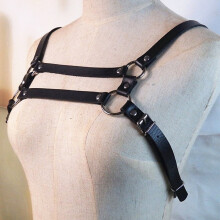 Punk Harajuku Body Garters Faux Leather Bondage Cage Sculpting Harness Big O Ring Shoulder Belt Straps Suspenders Belt