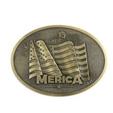 (Green-130cm) Classic impression of western cowboy zinc alloy waving American flag posture buckle