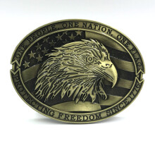 (Green-105CM) Western Cowboy Zinc Alloy 3D Side Eagle Defends Freedom Attitude Buckle