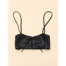 Gothic PU Leather Buckle Corset Women Crop Top Punk Style Bondage Cummerbunds Tank Tops Lace Up Corset Streetwear Vest Belt