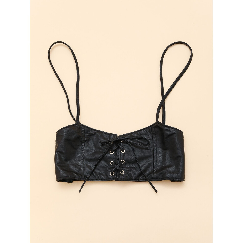 Gothic PU Leather Buckle Corset Women Crop Top Punk Style Bondage Cummerbunds Tank Tops Lace Up Corset Streetwear Vest Belt