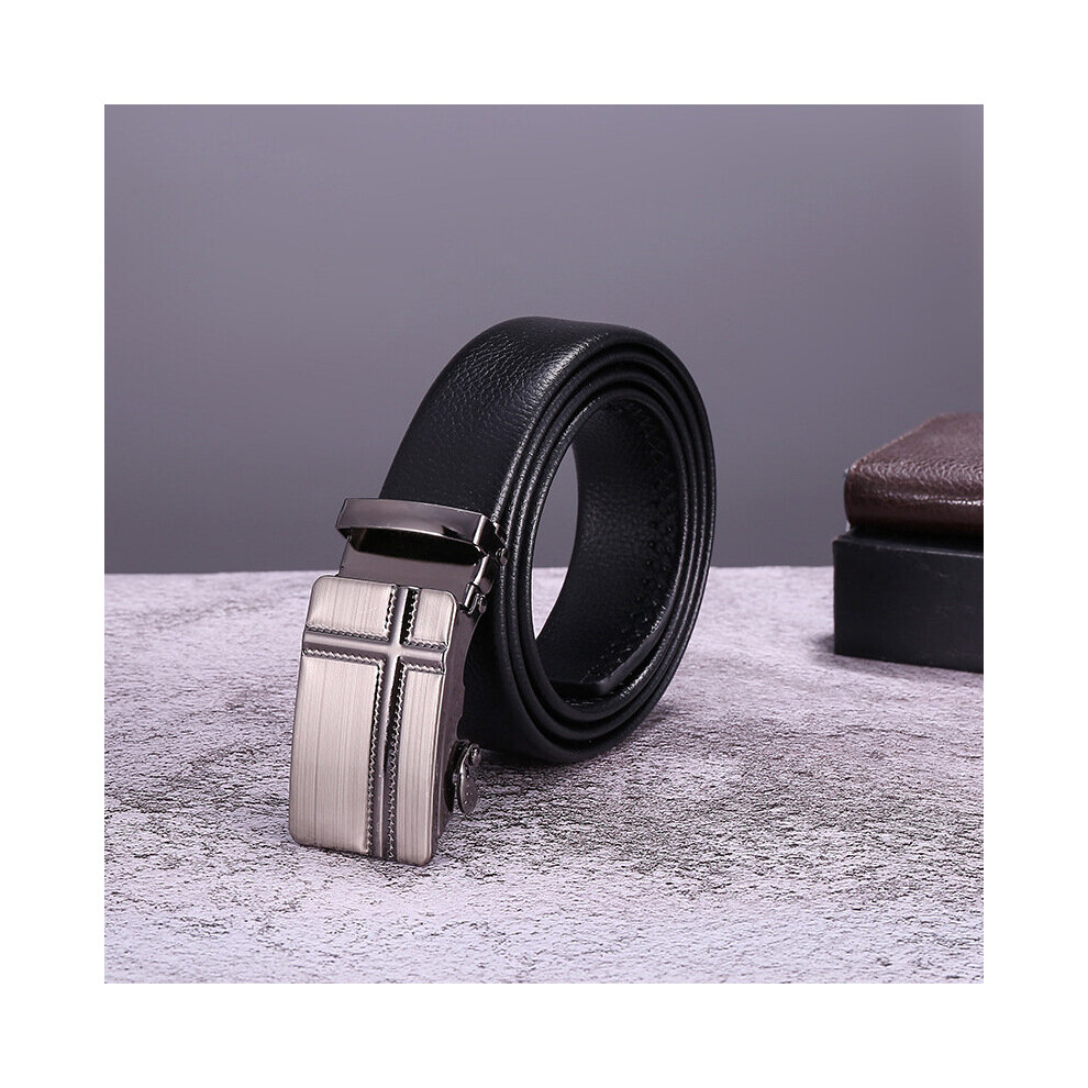 Men Leather Belt ,Metal Automatic Buckle High Belts for Men Famous Work Business Brown Cowskin Strap-image-OPC-PBQVNZK-NEW