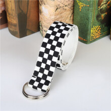Punk Checkered Belt Patchwork Cummerbunds Belts Red Plaid D Ring Metal Buckle Waistband for Skate Women Belt