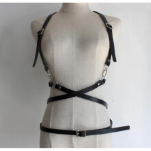 Streetwear Punk Clothes Leather Harness Body Bondage Belt Leather Waist Belt Chest Belts Slim Body Buckle Casual Top