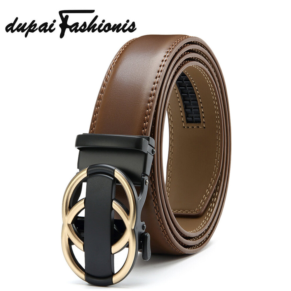 (HQZDG2 95BU White-110cm) Mens Leather Belt Automatic Leather Belts Business Leisure Ratchet Cow Belts for Men Pants Waistband-image-OPC-PBQVPJY-NEW