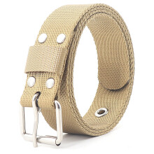 (Khaki White-170cm) Classic Pin Buckle 32MM Narrow Nylon Belt Young Students Casual Pants Accessories Unisex Belt