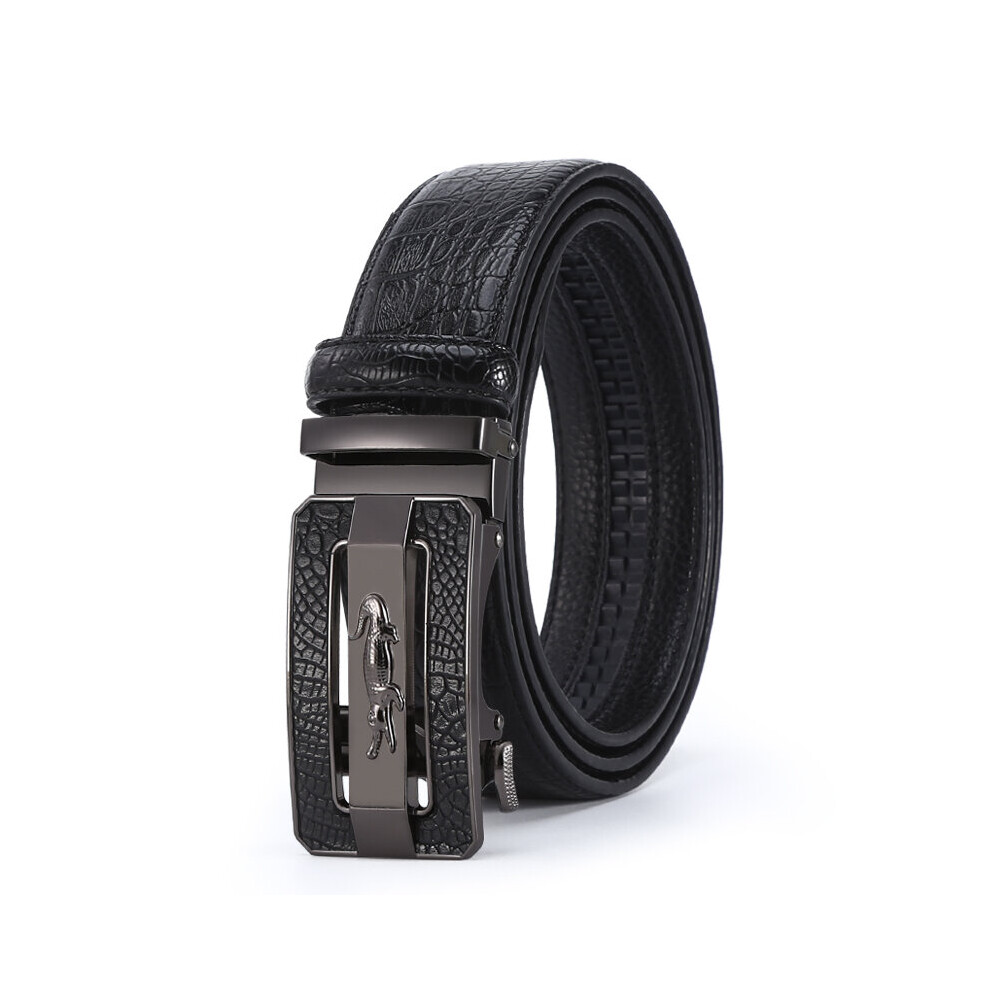 (White-120cm) men leather belt automatic buckle adjustable Leather Belts Cow Leather Belt for men 3.5cm Width-image-OPC-PBQVKVG-NEW