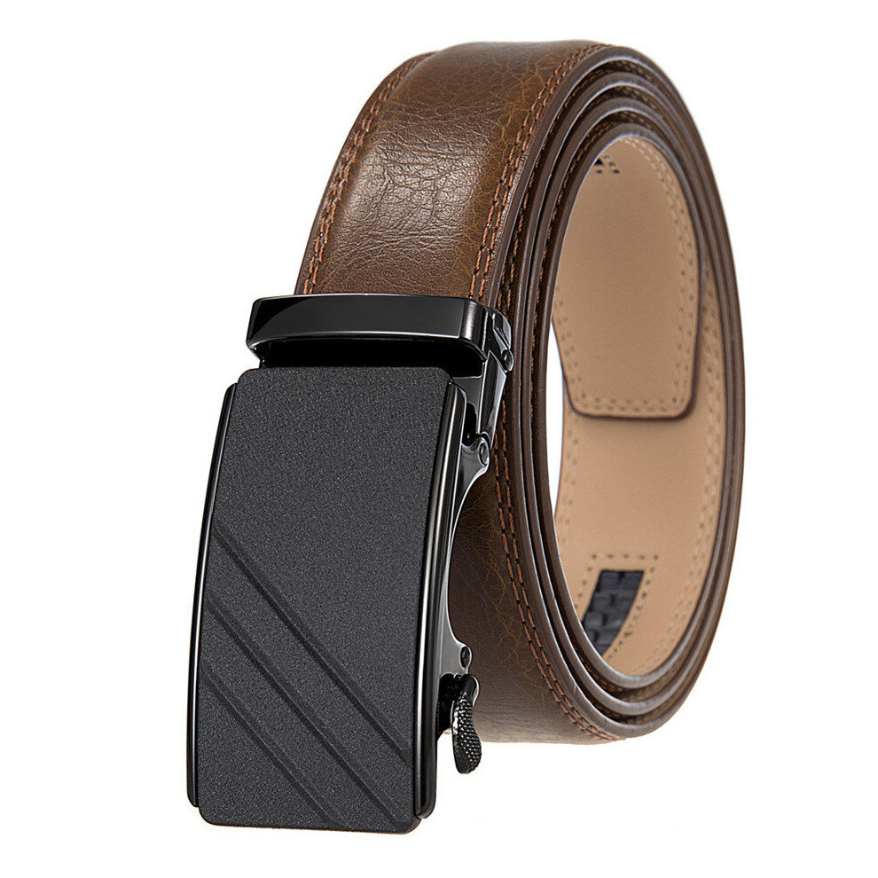(Tan Brown Red-115CM) Plyesxale High Men Belts Leather Formal Sell Automatic Buckle Belt For Men Red Brown B965-image-OPC-PBQVPNF-NEW