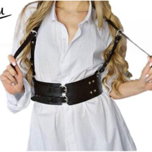 sexy Punk women Gothic Leather Wide belt Body Bondage Cage Sculpting Harness Waist Belt Straps Chest Suspenders Belt