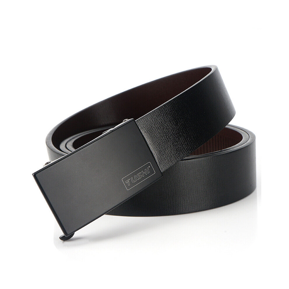 (1 White-110cm) Business Men's High Split Leather Belts Quick Convenient Automatic Unlock Zinc Alloy Buckle Casual Man Waistband-image-OPC-PBQVQDJ-NEW