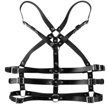 Mens Nightclub Sexy Party Body Chest Harness Buckle PU Leather Harness Punk Gothic Metal O-Ring Haler Body Shoulder Chest Belt