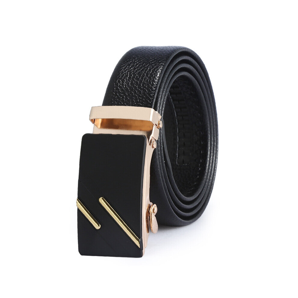 (01 White-125cm) Men's Automatic Pu Leather Belt Buckle Cinturones High Casual Golf 110 Coffee 3.5cm Width-image-OPC-PBQVTCR-NEW