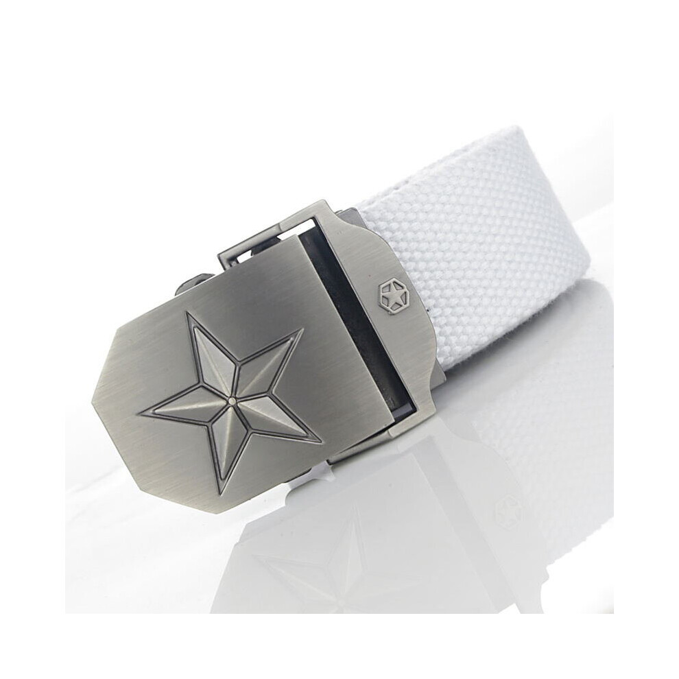 (White-130cm) Men&Women Military Canvas belt 3D star Metal buckle jeans belt Army tactical belts for Men waistband strap male-image-OPC-PBQVTKT-NEW
