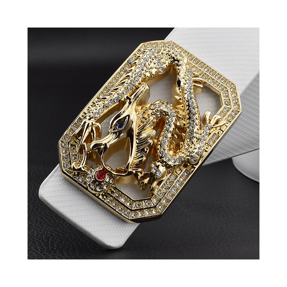 (White Golden buckle White-105CM) Dragon belt men off Waistband golden Waistband leather ceinture homme waist belt-image-OPC-PBQVW8W-NEW
