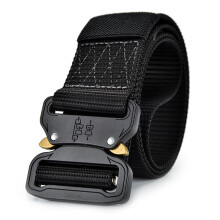 (Black-110cm) 4.4cm Width Men's Canvas Belt Metal Insert Buckle Military Nylon Training Belt Army Tactical Belts For Men Male strap