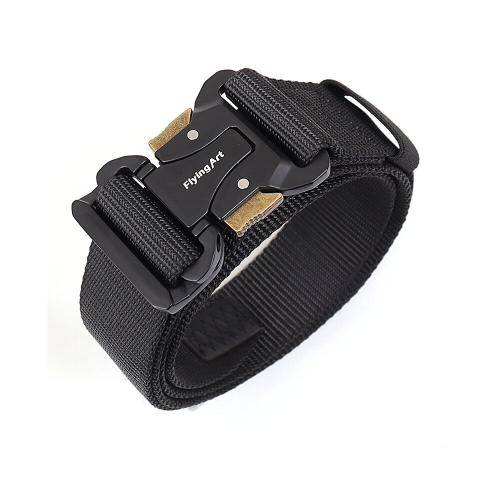 (Black-135cm) Men Plus Large Size 130 140 150 Tactical Outdoor Belt Quick Release Magnetic Buckle Military Equipment Combat Canvas Belts-image-OPC-PBQVXGV-NEW