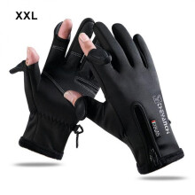 (01 White-L) 1 Pair Riding Gloves Autumn Winter Thickening Gloves Leak Two Fingers Outdoor Sports Touch Screen Warming Fishing Gloves Unisex