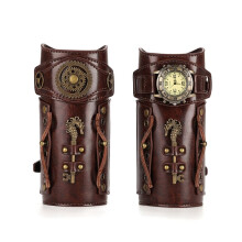 1 Pair Adults Faux Leather Arm Guards Punk Medieval Belt Wide Bracers