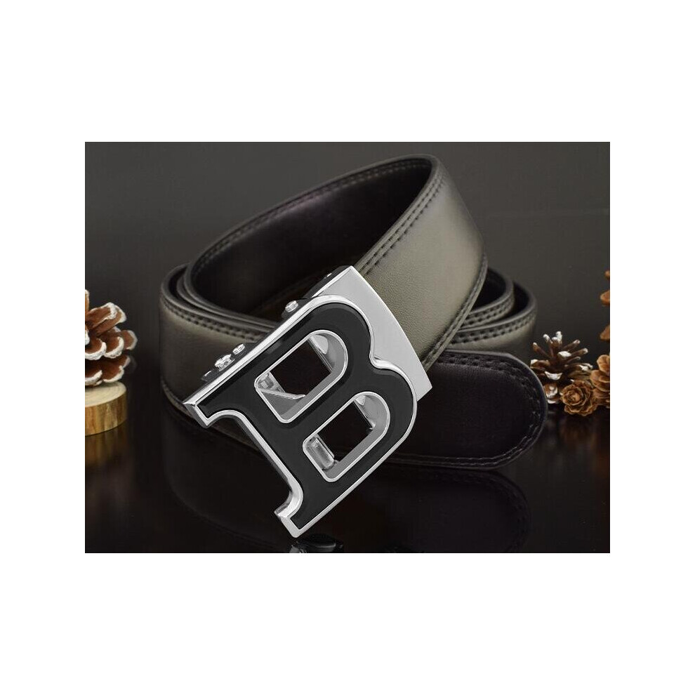 (black1 White-115CM) 3.5cm High-quality Men's Belt Business Casual B Automatic Buckle Leather Two-layer Cowhide All-match Suit Belt for Men-image-OPC-PBQVY9X-NEW