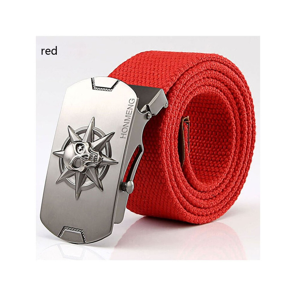 (red White-150cm) Men's Textile Thickened Cotton Belt Alloy casual Skull Quick release women's All-match Belt-image-OPC-PBQVYCP-NEW