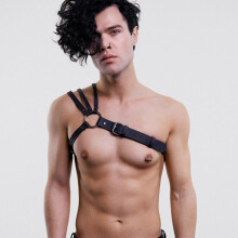 Fullyoung Men Leather Harness PU Leather Men Punk Body Strap Adjustable Punk Goth Body Chest Harness Shoulder Belts Body Bondage