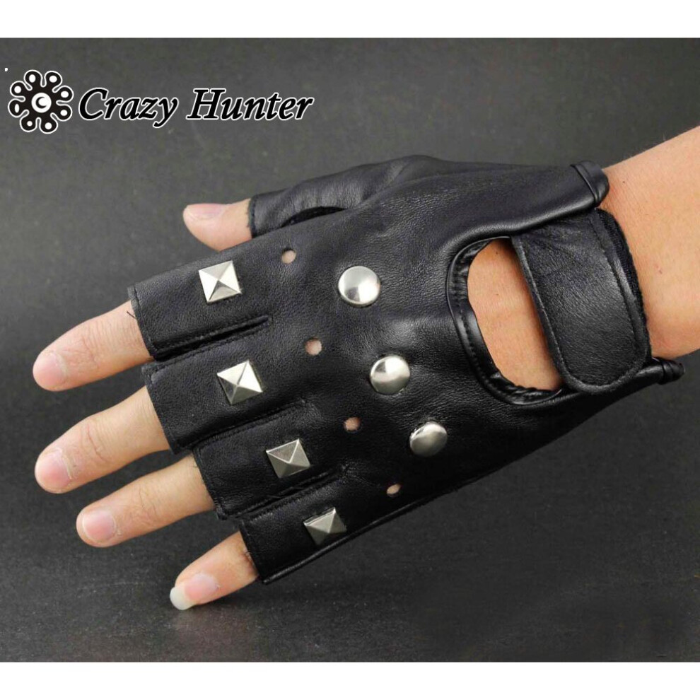 Men's Punk Rock Driving Motorcycle Biker Stud Real Leather Gloves G-12 Multicoloured 885656886310