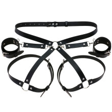 Women's Leather Harness Lingerie Garter Belt Sexy Lady Bondage Sword Belt Goth Leather Waist To Leg Harness Thigh Suspenders Toy