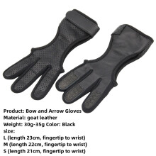 (Black-XXL) 1 Pack Finger High Elastic Gauntlets Protect Archery Bow Shooting Gloves Recurve Compound Bow Three Finger Gloves Factor