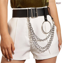 Punk Metal Waistband Leather Girdle Adjustable O-Ring Wide Waist Band for Wedding Night Anniversary 6XDA