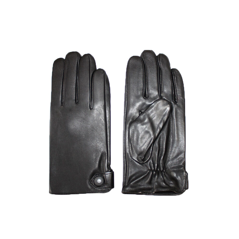 (Button style Black-11 XXL) Winter Warm Sheepskin Leather Gloves Men's Plus Velvet Thickening Outdoor Windproof Motorcycle Riding Finger Gloves-image-OPC-PBQW5V8-NEW